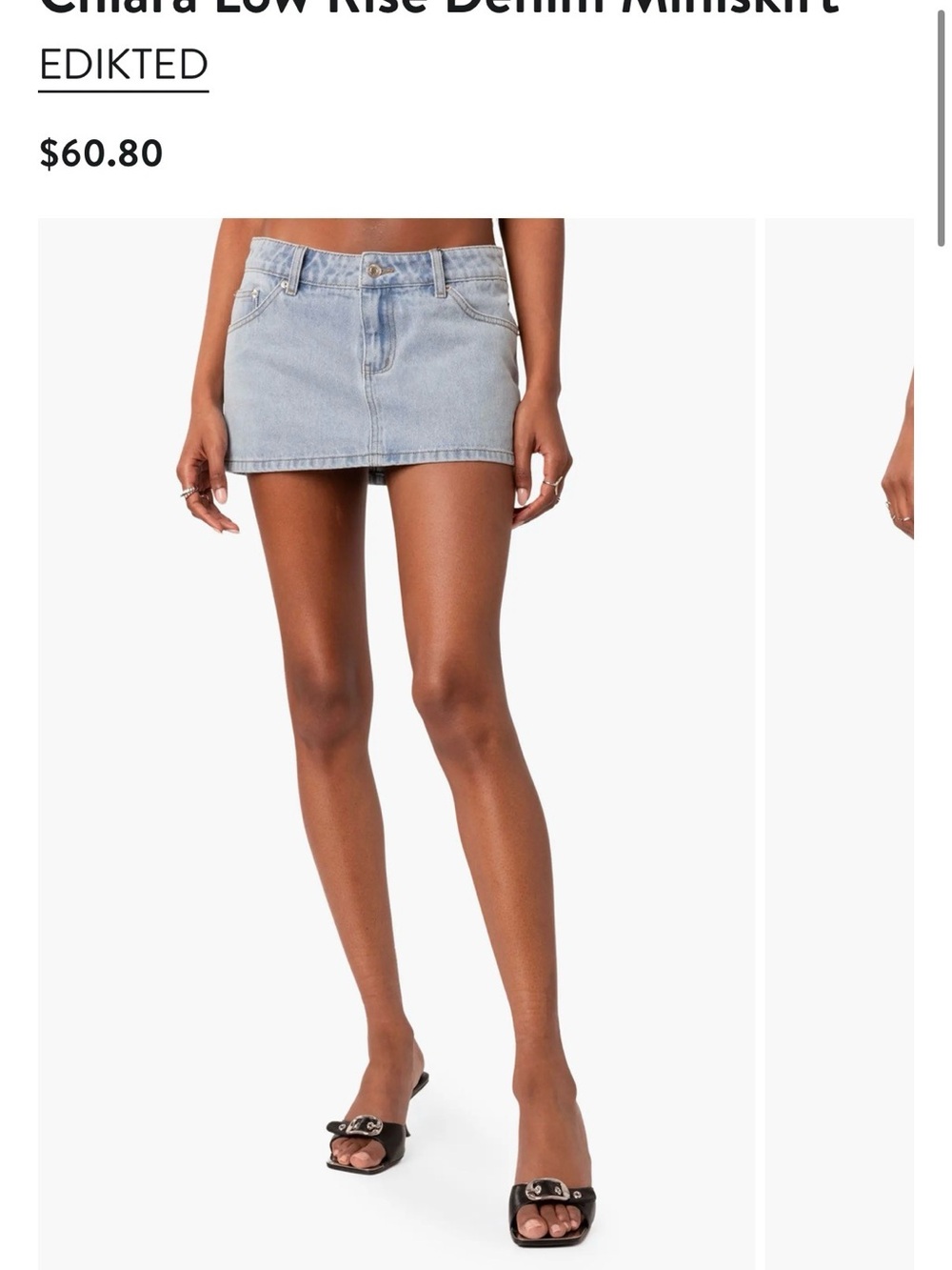 EDIKTED Light Wash Denim Mini Skirt
